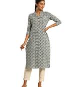 White printed cotton ethnic-kurtis
