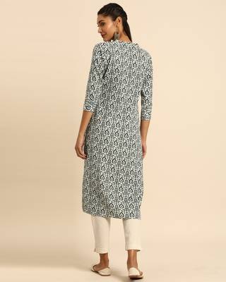 White printed cotton ethnic-kurtis 2