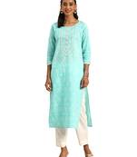 Blue printed cotton ethnic-kurtis