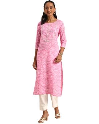 Pink printed cotton ethnic-kurtis 1