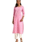Pink printed cotton ethnic-kurtis