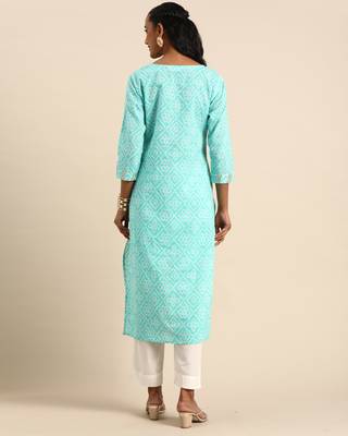 Blue printed cotton ethnic-kurtis 2