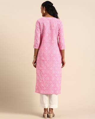 Pink printed cotton ethnic-kurtis 2