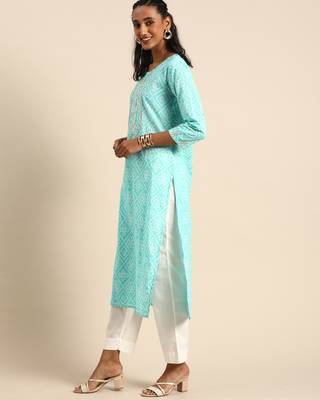 Blue printed cotton ethnic-kurtis 3