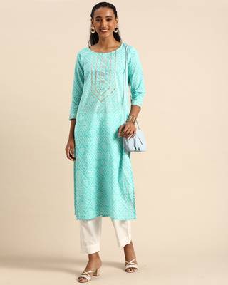 Blue printed cotton ethnic-kurtis 4