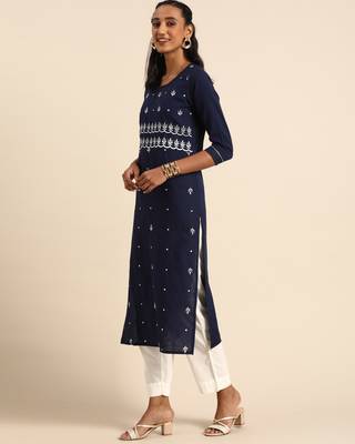 Blue printed cotton ethnic-kurtis 1