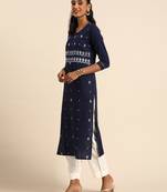 Blue printed cotton ethnic-kurtis