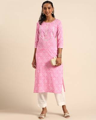 Pink printed cotton ethnic-kurtis 4