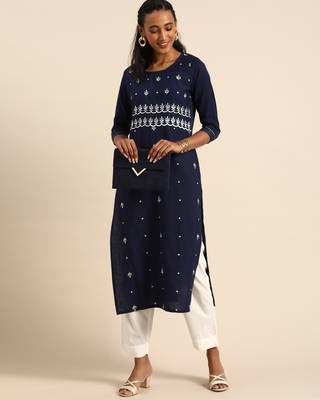 Blue printed cotton ethnic-kurtis 3