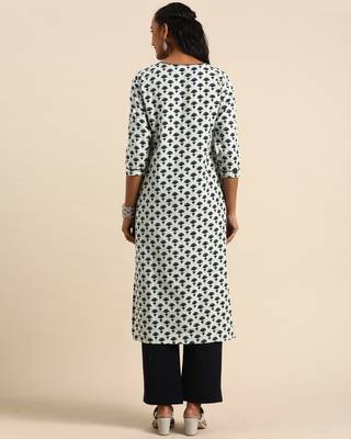 White printed cotton ethnic-kurtis 2