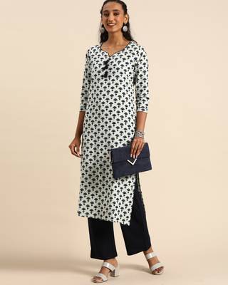 White printed cotton ethnic-kurtis 4