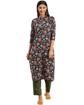  Blue printed cotton ethnic-kurtis 1