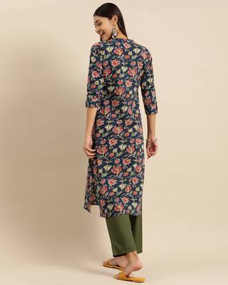  Blue printed cotton ethnic-kurtis 2