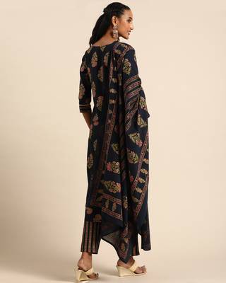 Blue printed cotton ethnic-kurtis 2