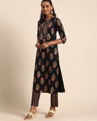 Blue printed cotton ethnic-kurtis 3