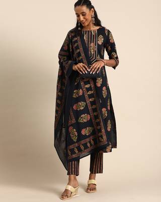 Blue printed cotton ethnic-kurtis 4