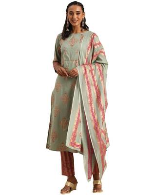 Green printed cotton ethnic-kurtis 1