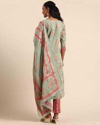 Green printed cotton ethnic-kurtis 2