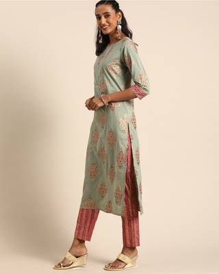 Green printed cotton ethnic-kurtis 3