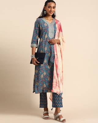 Blue printed cotton ethnic-kurtis 4