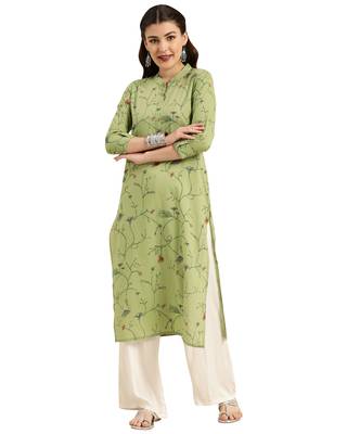 Green printed cotton ethnic-kurtis 1