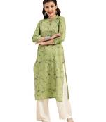 Green printed cotton ethnic-kurtis