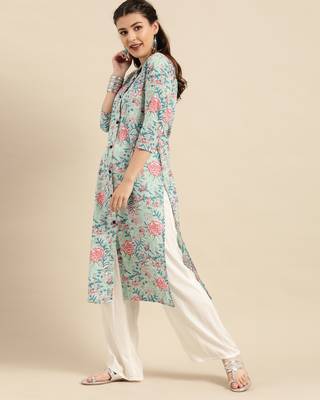 Blue printed cotton ethnic-kurtis 4