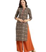 Blue printed cotton ethnic-kurtis