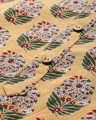 Yellow printed cotton ethnic-kurtis 5