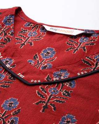 Maroon printed cotton ethnic-kurtis 5