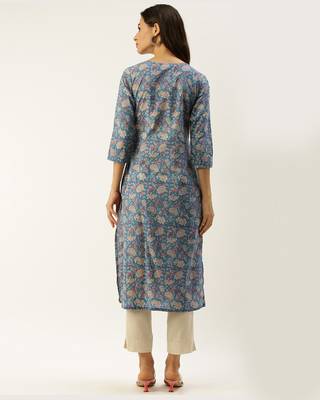 Blue printed cotton ethnic-kurtis 2