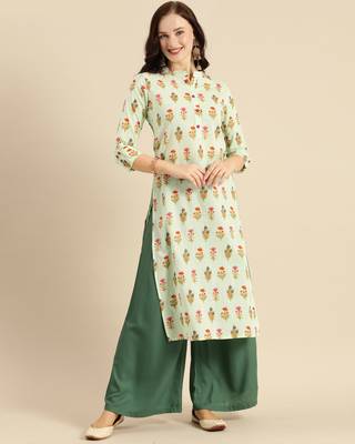 Green printed cotton ethnic-kurtis 1