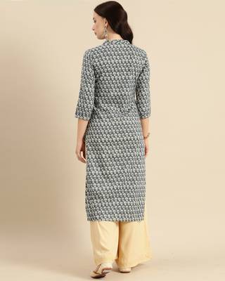 Grey printed cotton ethnic-kurtis 2