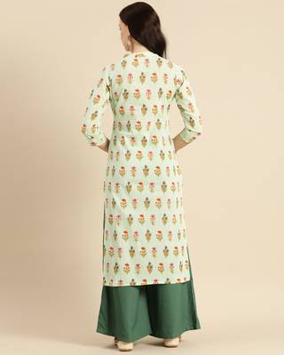 Green printed cotton ethnic-kurtis 2