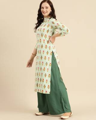 Green printed cotton ethnic-kurtis 3