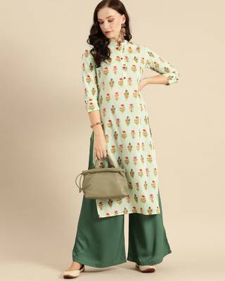 Green printed cotton ethnic-kurtis 4