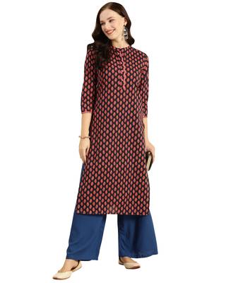  Blue printed cotton ethnic-kurtis 1