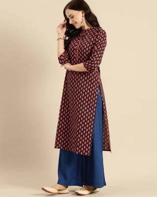  Blue printed cotton ethnic-kurtis 3
