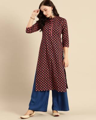  Blue printed cotton ethnic-kurtis 4