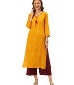 Yellow printed rayon ethnic-kurtis