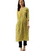 Green printed rayon ethnic-kurtis