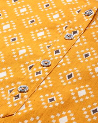 Yellow printed cotton ethnic-kurtis 5
