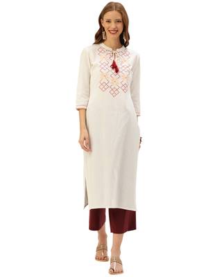 White printed cotton ethnic-kurtis 1