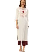 White printed cotton ethnic-kurtis