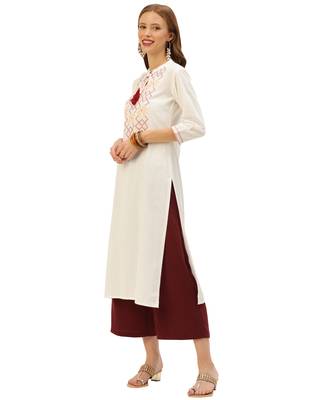 White printed cotton ethnic-kurtis 3