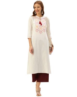 White printed cotton ethnic-kurtis 4
