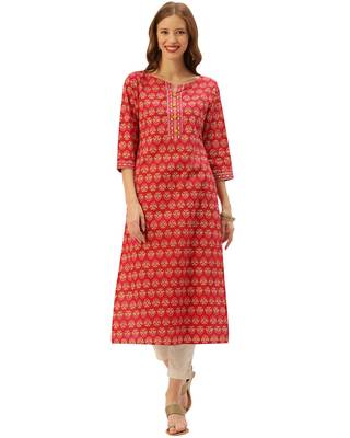 Pink printed cotton ethnic-kurtis 1