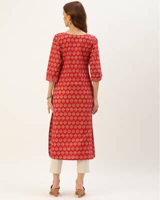Pink printed cotton ethnic-kurtis 2