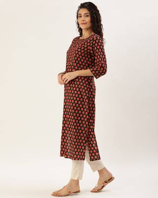 Black printed cotton ethnic-kurtis 3