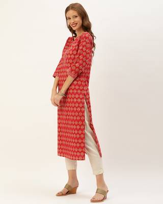 Pink printed cotton ethnic-kurtis 3